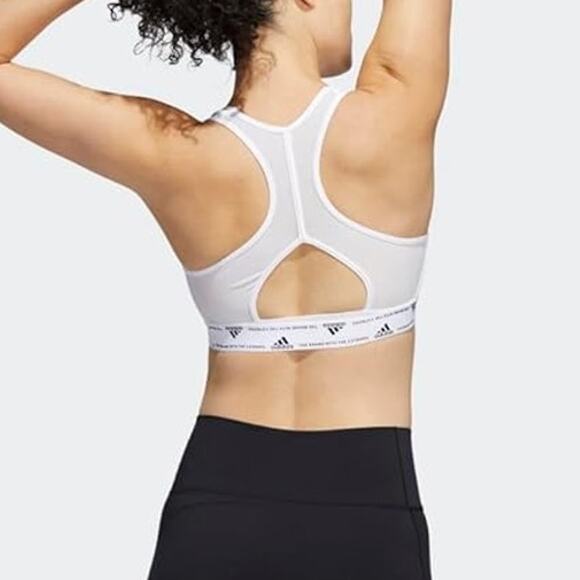 Adidas Sports Bra, Women's Plus 2X, White Powerreact Medium Support Training Bra - Picture 8 of 8